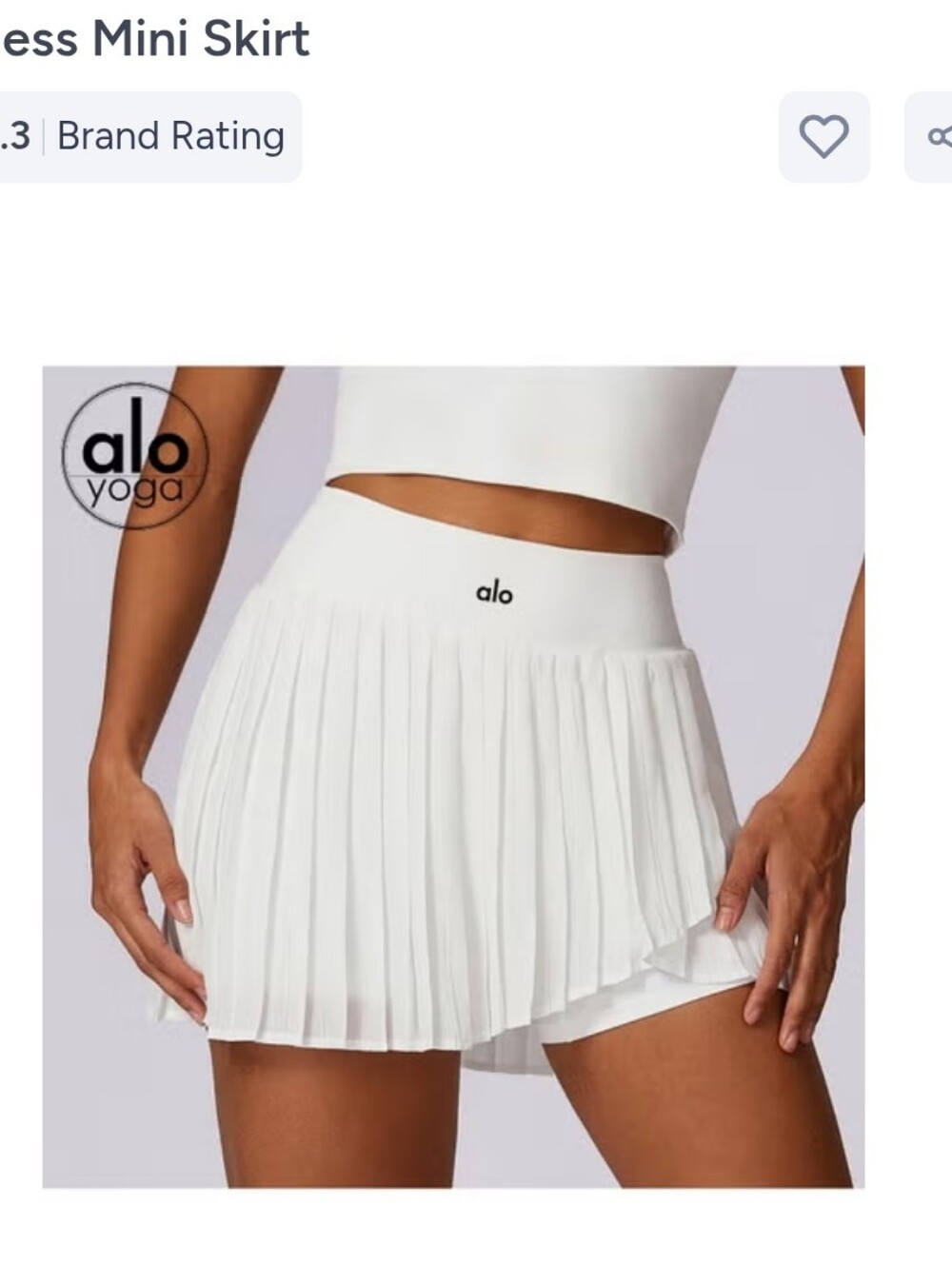 ALO Yoga White Pleated Mini Skirt